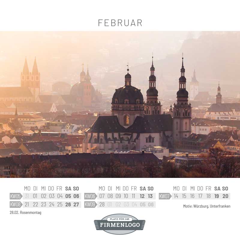 Werbe-Kalender Franken, 148 x 148 mm