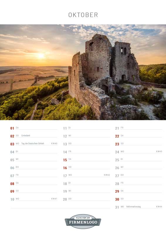 Werbe-Kalender Burgen, DIN A4