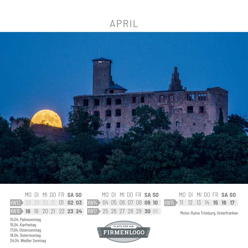 Werbe-Kalender Franken, 148 x 148 mm