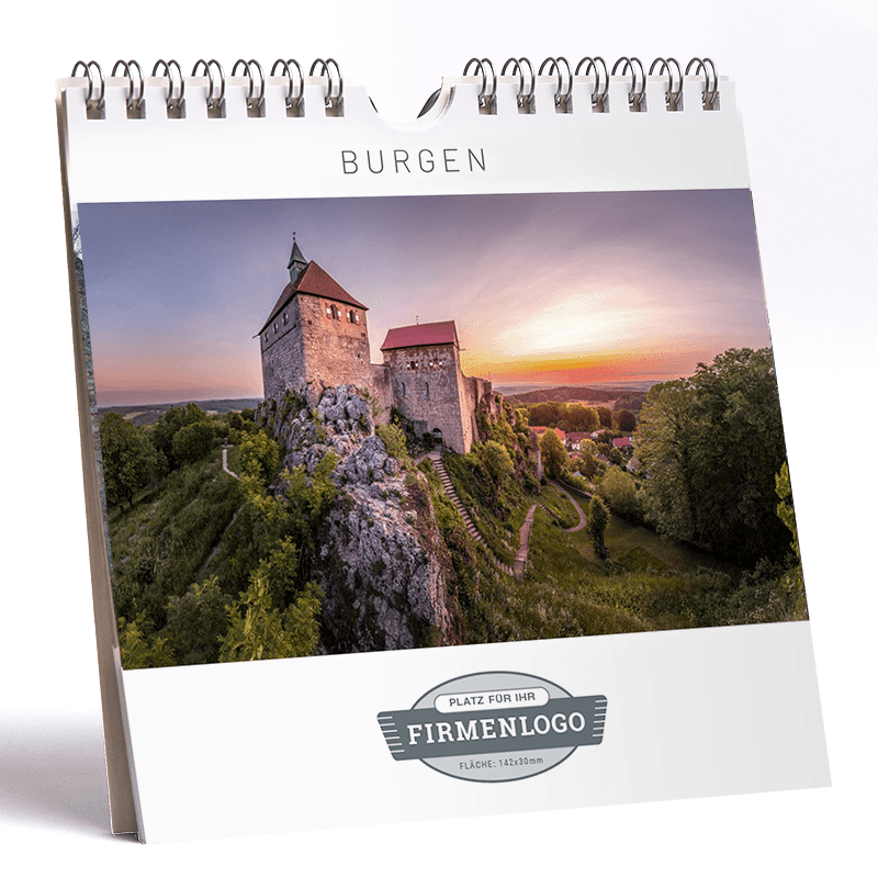 Werbe-Kalender Burgen, 148 x 148 mm